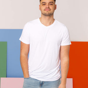 Baby Kids Bamboo Pajamas — White Men's Short Sleeve T-Shirt — Image 1