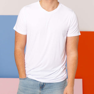 Baby Kids Bamboo Pajamas — White Men's Short Sleeve T-Shirt — Image 1