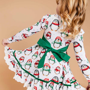 Baby Kids Bamboo Pajamas — Waddle It Be Long Sleeve Party Dress & Shorts Set — Image 1