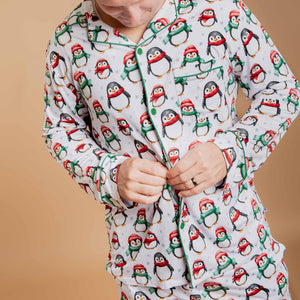 Baby Kids Bamboo Pajamas — Waddle It Be Men's Collar Shirt & Pants Set — Image 1