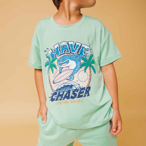 Baby Kids Bamboo Pajamas — Shark Week™ Wave Chaser T-Shirt — Image 1