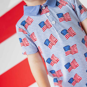 Baby Kids Bamboo Pajamas β Wave the Way Boys Polo β Image 1