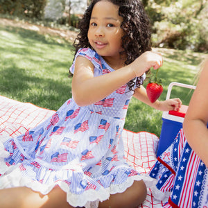 Baby Kids Bamboo Pajamas β Wave the Way Cap Sleeve Party Dress & Shorts Set β Image 1