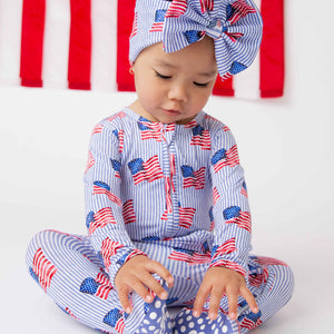 Baby Kids Bamboo Pajamas β Wave the Way Footie β Image 1