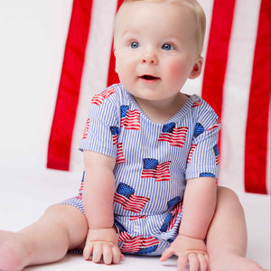 Baby Kids Bamboo Pajamas β Wave the Way Shortie Romper β Image 1