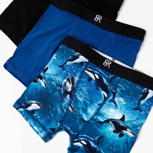 Baby Kids Bamboo Pajamas — Whale, Hello There 3-Pack Boy's Boxer Brief Underwear — Image 1