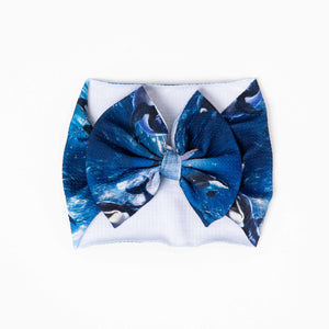 Baby Kids Bamboo Pajamas — Whale, Hello There Biggie Bow — Image 1