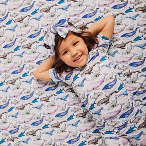 Baby Kids Bamboo Pajamas — Whalecome to the Party Bum Bum Blanket — Image 1