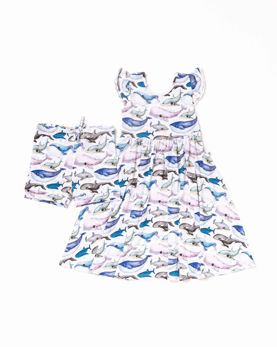 Too Fluffin Cute Long Sleeve Party Dress & Shorts Set
