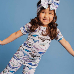 Baby Kids Bamboo Pajamas — Whalecome to the Party Short Sleeve Pajama Set — Image 1