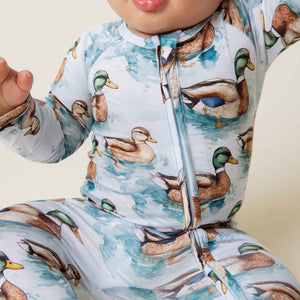 Baby Kids Bamboo Pajamas — What The Duck Footie — Image 1