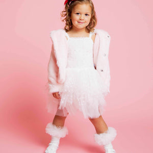 Baby Kids Bamboo Pajamas — White Heart Tulle Tutu Dress — Image 1