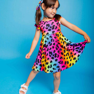 Baby Kids Bamboo Pajamas — Wild About Hue Cap Sleeve Dress & Shorts Set — Image 1