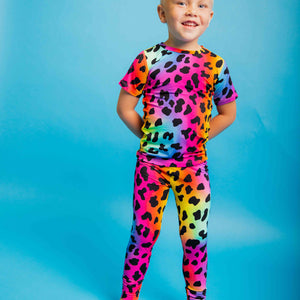 Baby Kids Bamboo Pajamas — Wild About Hue Short Sleeve Pajama Set — Image 1