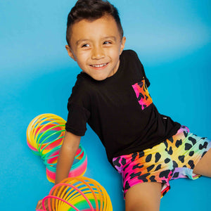 Baby Kids Bamboo Pajamas — Wild About Hue Short Sleeve Pocket T-Shirt & Shorts Set — Image 1