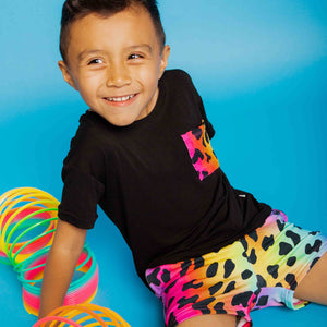 Baby Kids Bamboo Pajamas — Wild About Hue Short Sleeve Pocket T-Shirt & Shorts Set — Image 1