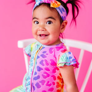 Baby Kids Bamboo Pajamas — Wild Child Cap Sleeve Romper — Image 1
