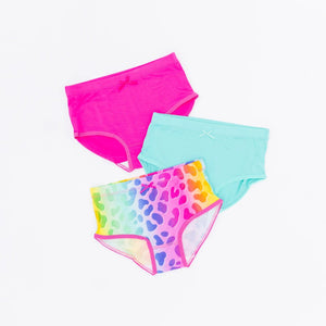Baby Kids Bamboo Pajamas — Wild Child 3-Pack Girl's Brief Underwear — Image 1