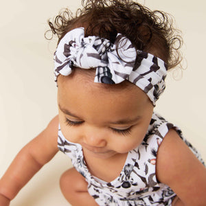 Baby Kids Bamboo Pajamas — Wild Stripes Headwrap — Image 1