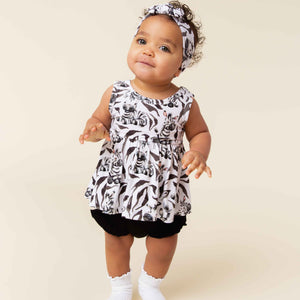 Baby Kids Bamboo Pajamas — Wild Stripes Sleeveless Peplum Top & Bummies Set — Image 1