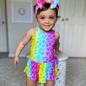 Baby Kids Bamboo Pajamas — Wild Child Racer Back Ruffle Dress — Image 1