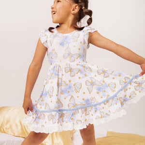 Baby Kids Bamboo Pajamas — Wish Upon A Wing Cap Sleeve Party Dress & Shorts Set — Image 1