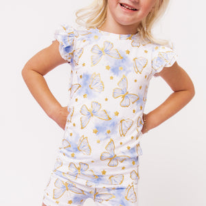 Baby Kids Bamboo Pajamas — Wish Upon A Wing Cap Sleeve Shirt & Shorts Set — Image 1