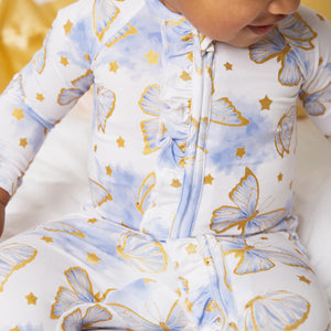 Baby Kids Bamboo Pajamas — Wish Upon A Wing Convertible Ruffle Romper — Image 1