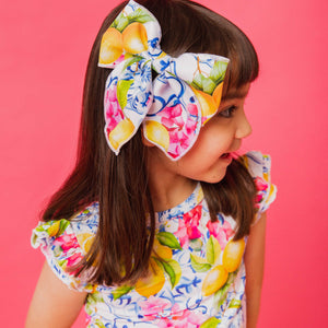 Baby Kids Bamboo Pajamas — Carpe Lemon Woven Alligator Clip — Image 1