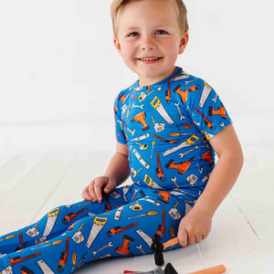 Baby Kids Bamboo Pajamas — Wrench & Repeat Short Sleeve Two-Piece Pajama Set — Image 1