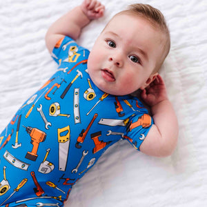 Baby Kids Bamboo Pajamas — Wrench & Repeat Shortie Romper — Image 1