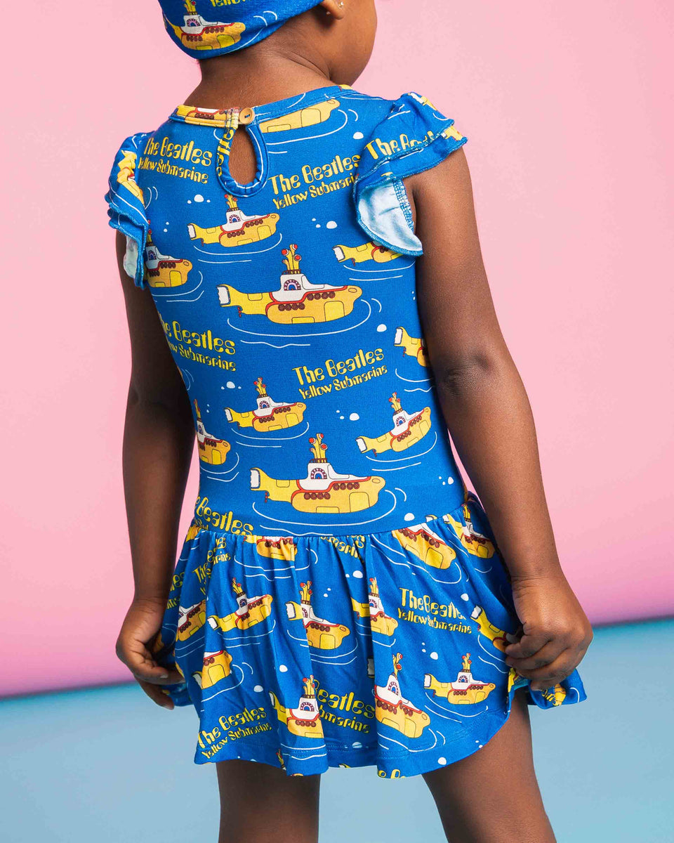 Yellow Submarine™ Cap Sleeve Ruffle Dress