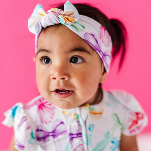 Baby Kids Bamboo Pajamas — You Bow Me Away Headwrap — Image 1