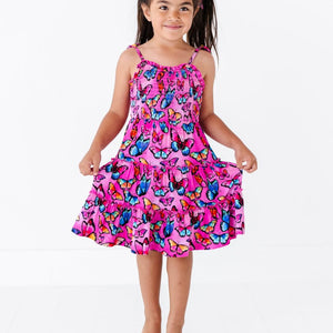 Baby Kids Bamboo Pajamas — You Give Me Butterflies Sleeveless Girls Dress & Shorts — Image 1