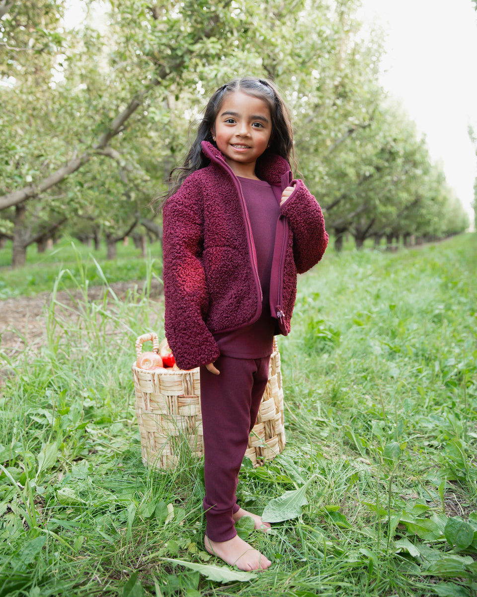 Berry Cozy Kids Zip-Up Sherpa Jacket