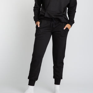 Baby Kids Bamboo Pajamas — Black Women's Jogger Sweatpants — Image 1