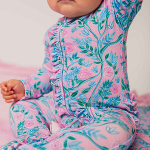 Baby Kids Bamboo Pajamas — Botanically Speaking Convertible Ruffle Romper — Image 1