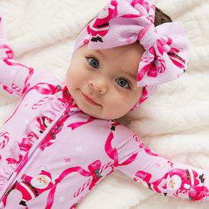 Baby Kids Bamboo Pajamas — Candy Cane Crush Biggie Bow — Image 1