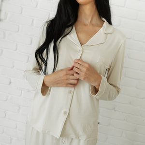 Baby Kids Bamboo Pajamas — Cream Puff Women's Long Sleeve Collar Shirt & Pants Pajama Set — Image 7