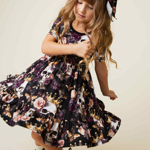 Baby Kids Bamboo Pajamas — Crown Me Dead Short Sleeve Dress & Shorts Set — Image 3