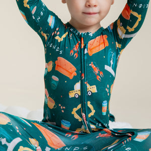 Baby Kids Bamboo Pajamas — Friends™ Convertible Romper — Image 1
