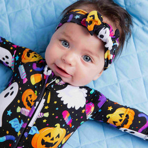 Baby Kids Bamboo Pajamas — Fright Bites Headwrap — Image 1
