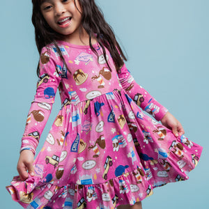 Baby Kids Bamboo Pajamas — Gilmore Girls™ Long Sleeve Dress & Shorts Set — Image 1