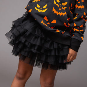 Baby Kids Bamboo Pajamas — Black Tiered Tulle Skort — Image 1