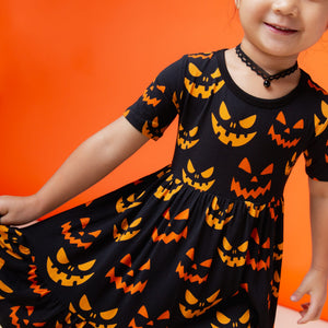 Baby Kids Bamboo Pajamas — Grin Reaper Short Sleeve Dress & Shorts Set — Image 4