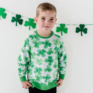 Baby Kids Bamboo Pajamas — Happy Go Lucky Crew Neck Sweatshirt — Image 1