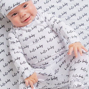 Baby Kids Bamboo Pajamas — Hello Baby Newborn Set — Image 1