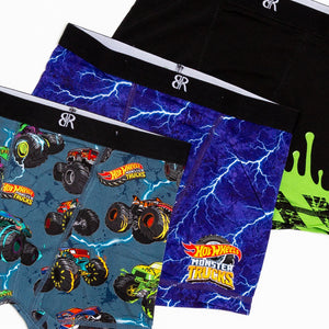 Baby Kids Bamboo Pajamas — Hot Wheels™ Monster Trucks 3-Pack Boy's Boxer Brief Underwear — Image 1
