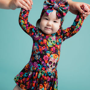 Baby Kids Bamboo Pajamas — Killer Smile Long Sleeve Ruffle Dress — Image 1