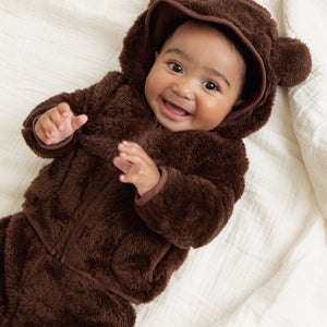 Baby Kids Bamboo Pajamas — Cream Puff + Mocha Me Happy Zip-Up Jogger Set With Ears Bundle — Image 2